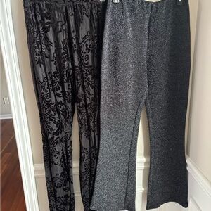 Urban Outfitters velvet burnout flares and glitter sparkle flares bundle